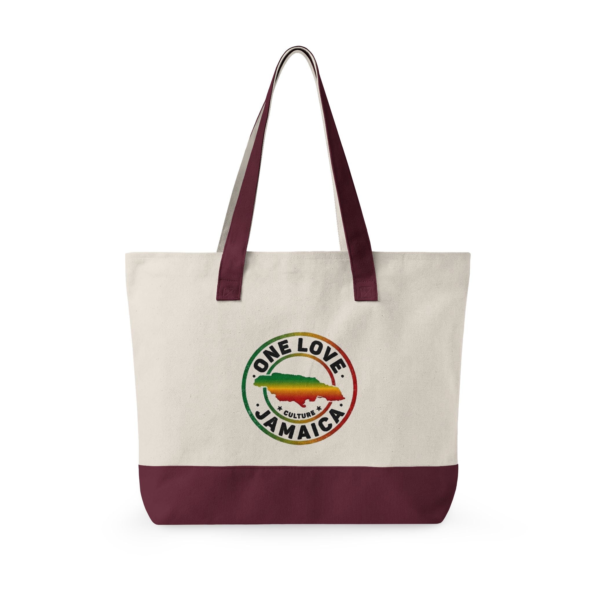 One Love Jamaica Canvas Tote — Zippered Beach & Market Bag