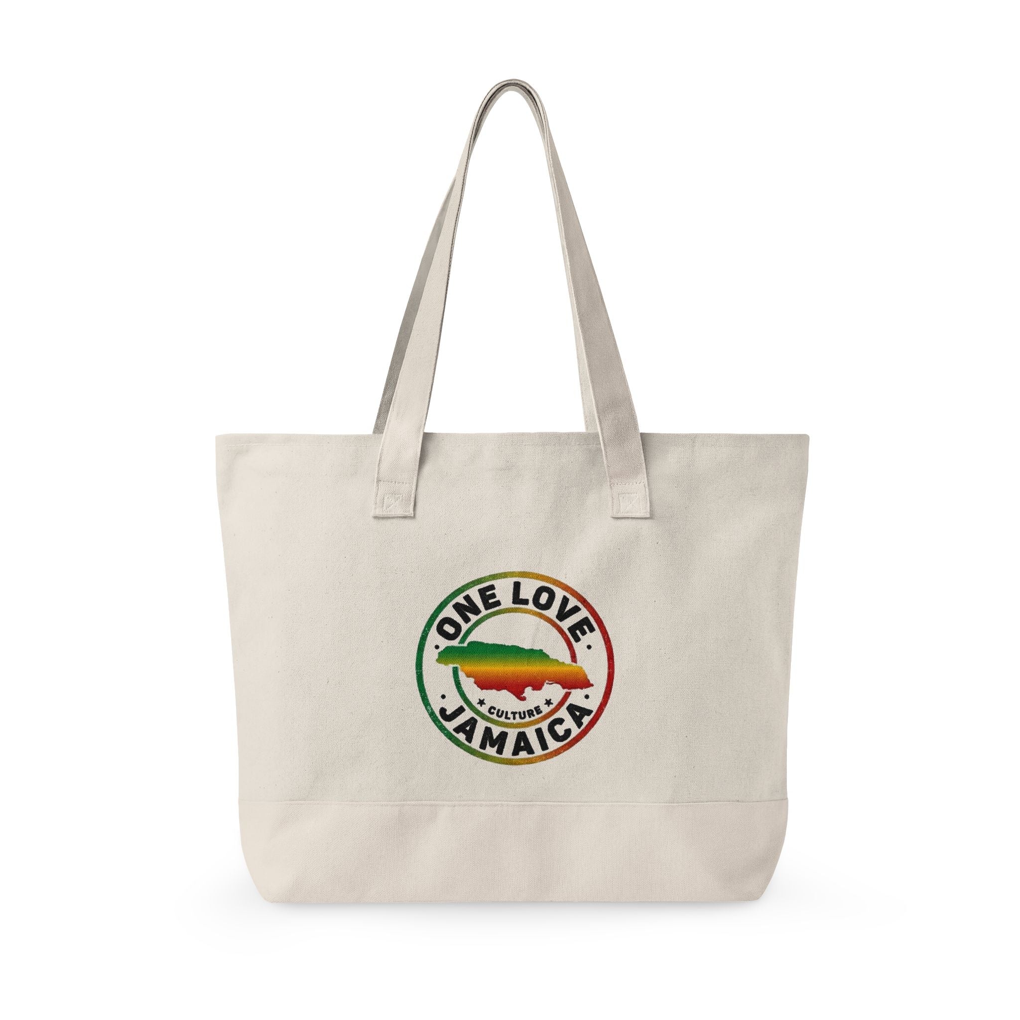 One Love Jamaica Canvas Tote — Zippered Beach & Market Bag