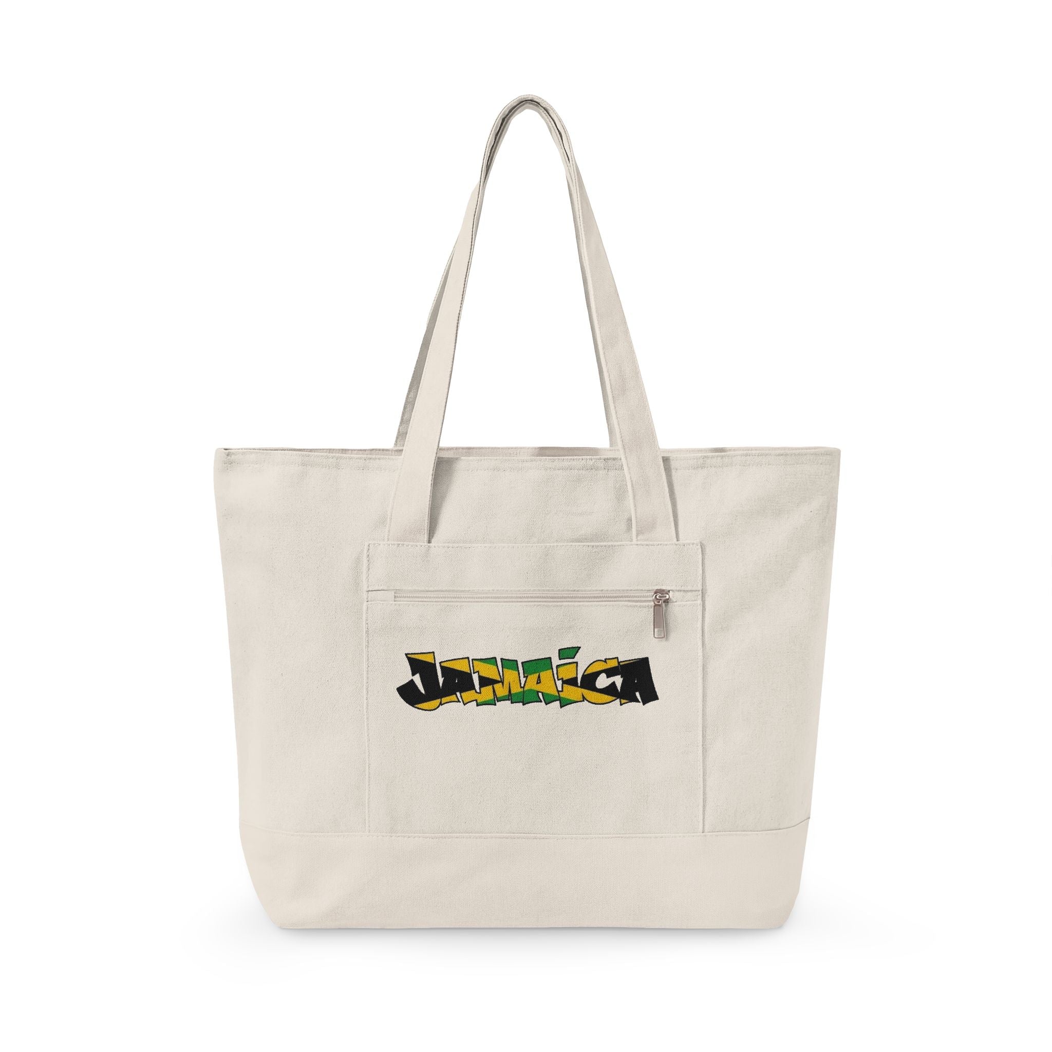 Jamaica Tropical Palm Beach Zippered Canvas Tote