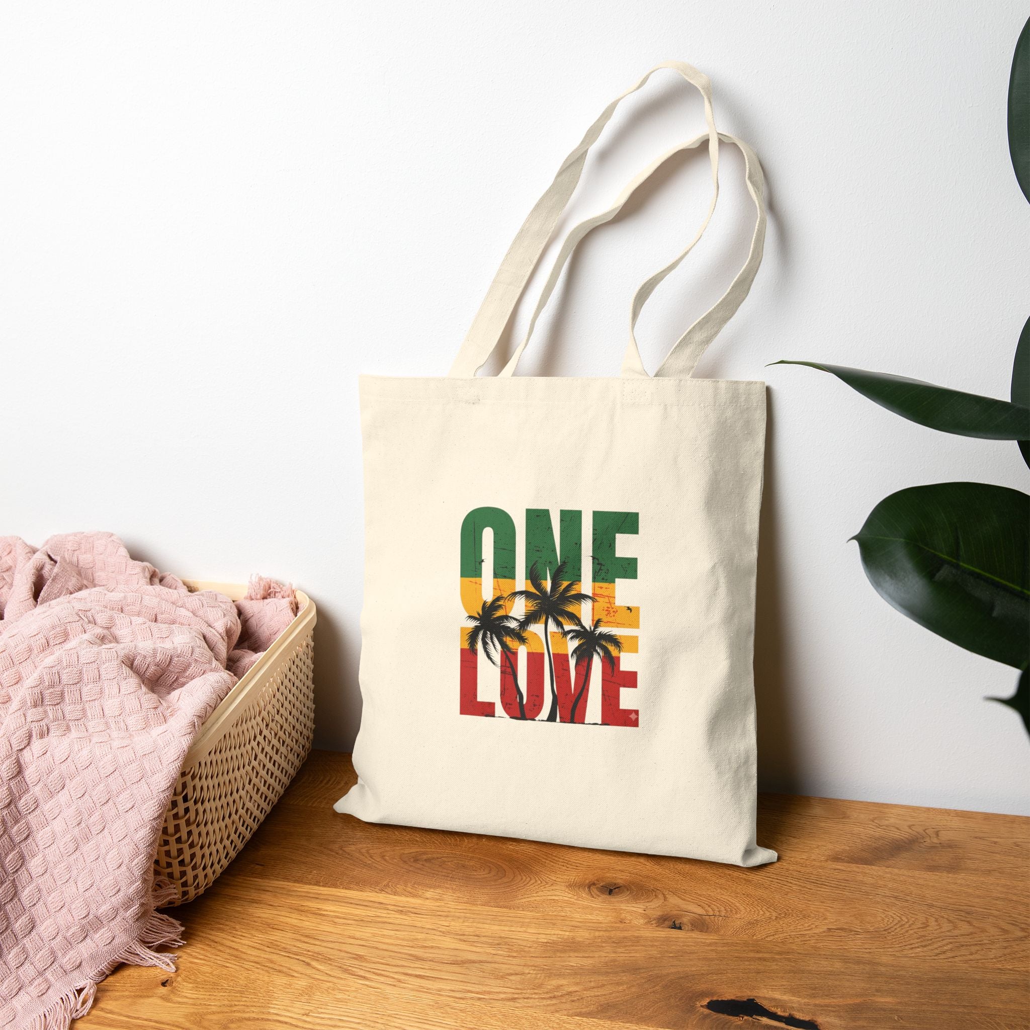 One Love Palm Tote Bag — Inspired Cotton Canvas Shopper