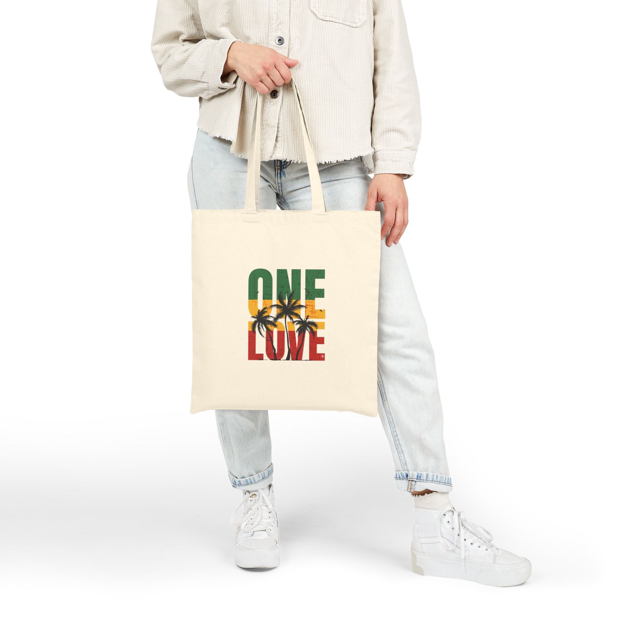 One Love Palm Tote Bag — Inspired Cotton Canvas Shopper