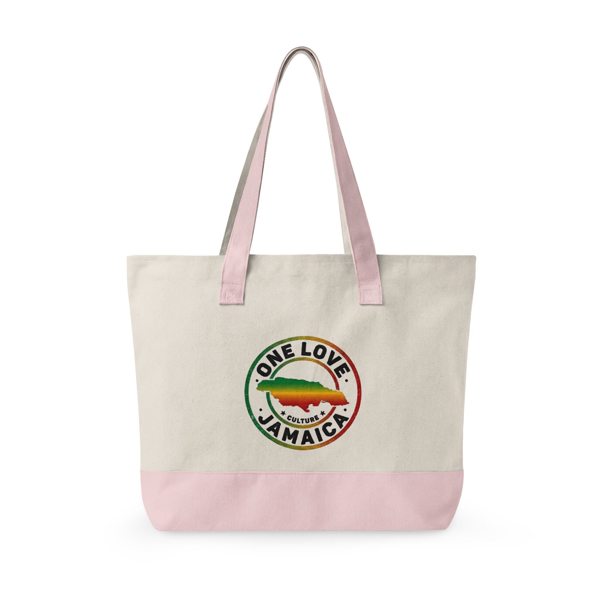 One Love Jamaica Canvas Tote — Zippered Beach & Market Bag