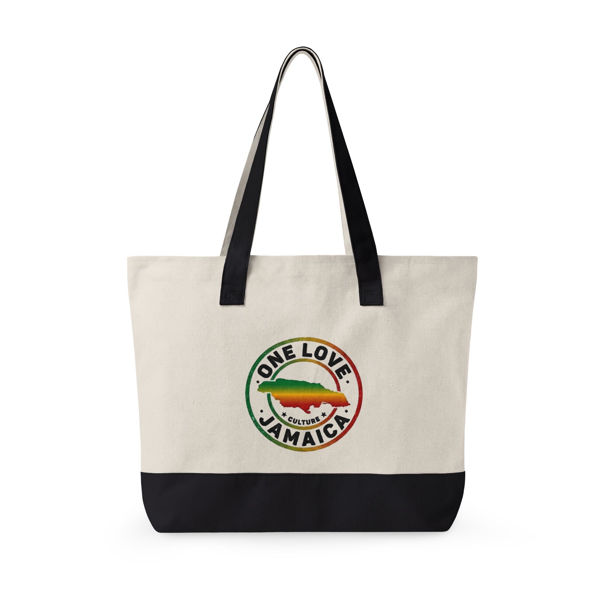 One Love Jamaica Canvas Tote — Zippered Beach & Market Bag