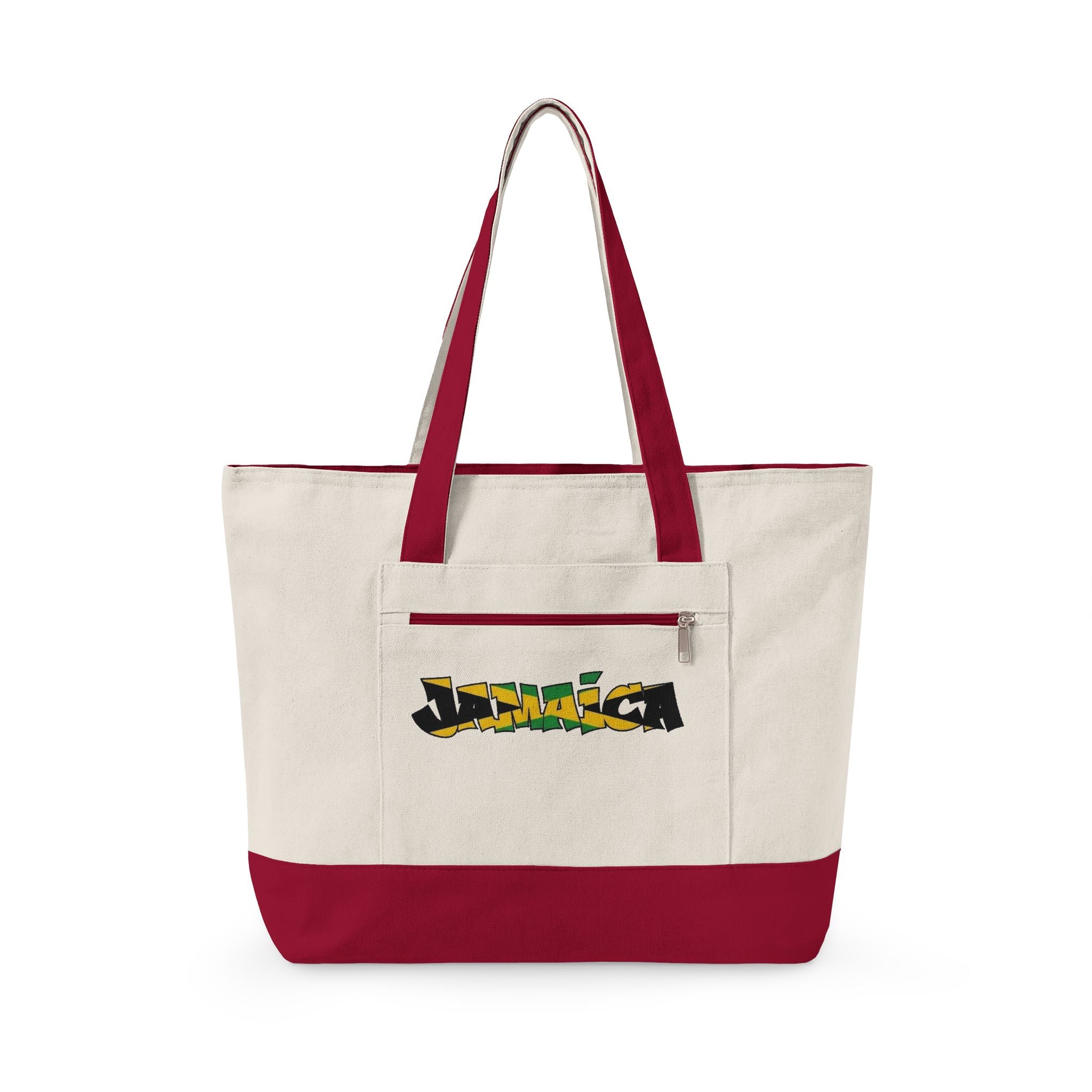 Jamaica Tropical Palm Beach Zippered Canvas Tote