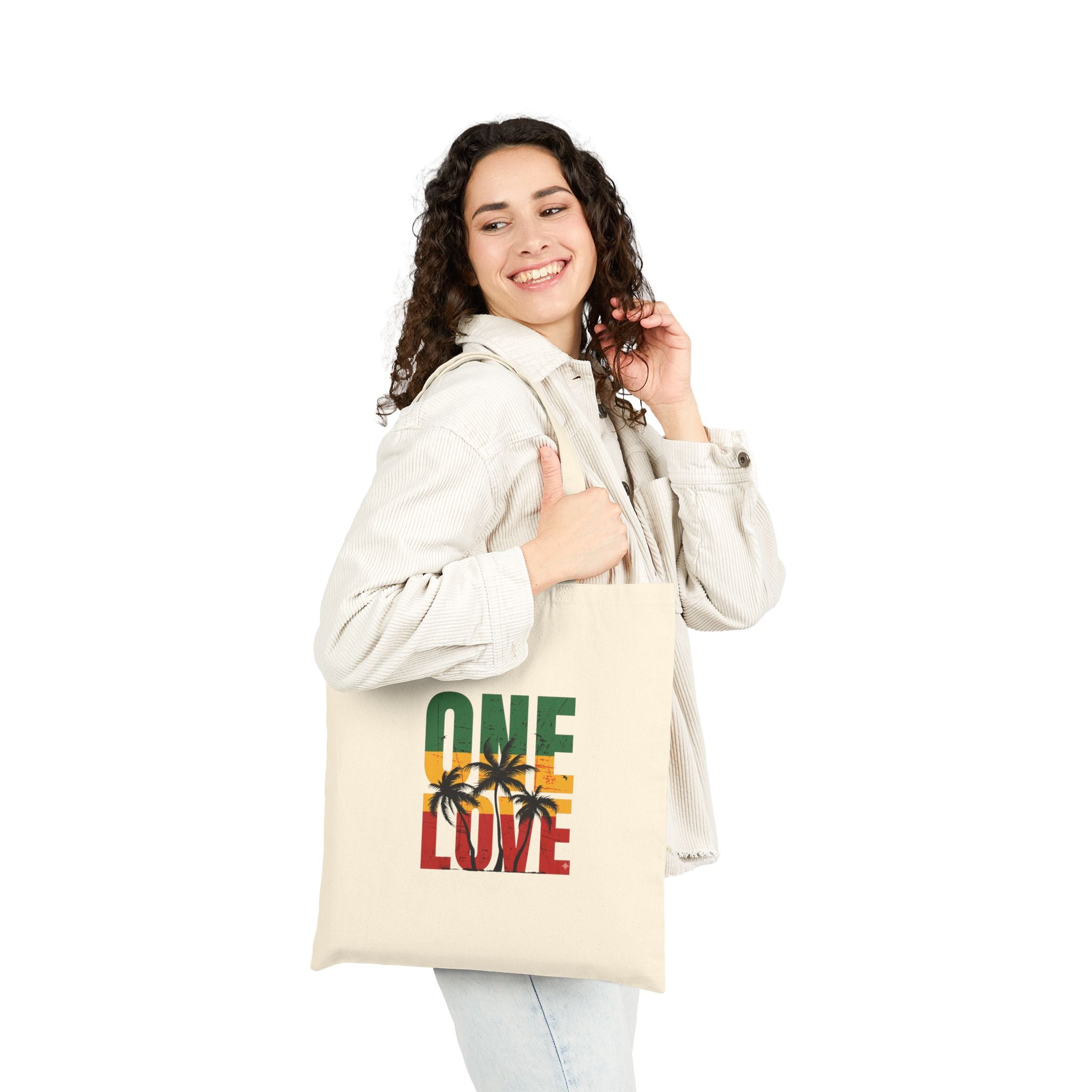 One Love Palm Tote Bag — Inspired Cotton Canvas Shopper